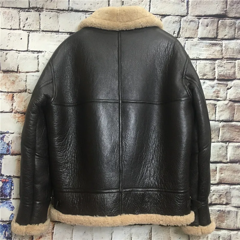 Зимняя мужская мотоциклетная куртка с натуральным мехом B3 из натуральной кожи