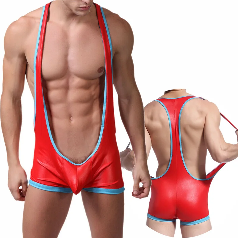 Сексуальное мужское нижнее белье Искусственная кожа латексные борьба ФИТНЕССА