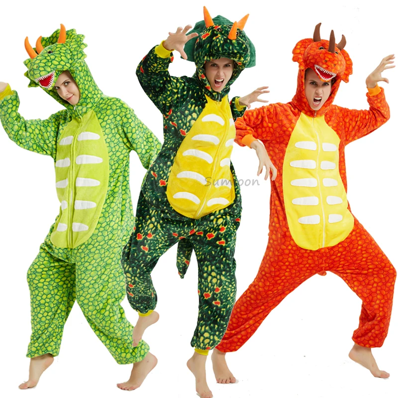 Kigurumi пижамы для взрослых Пижама в виде животных Единорог динозавр цельные