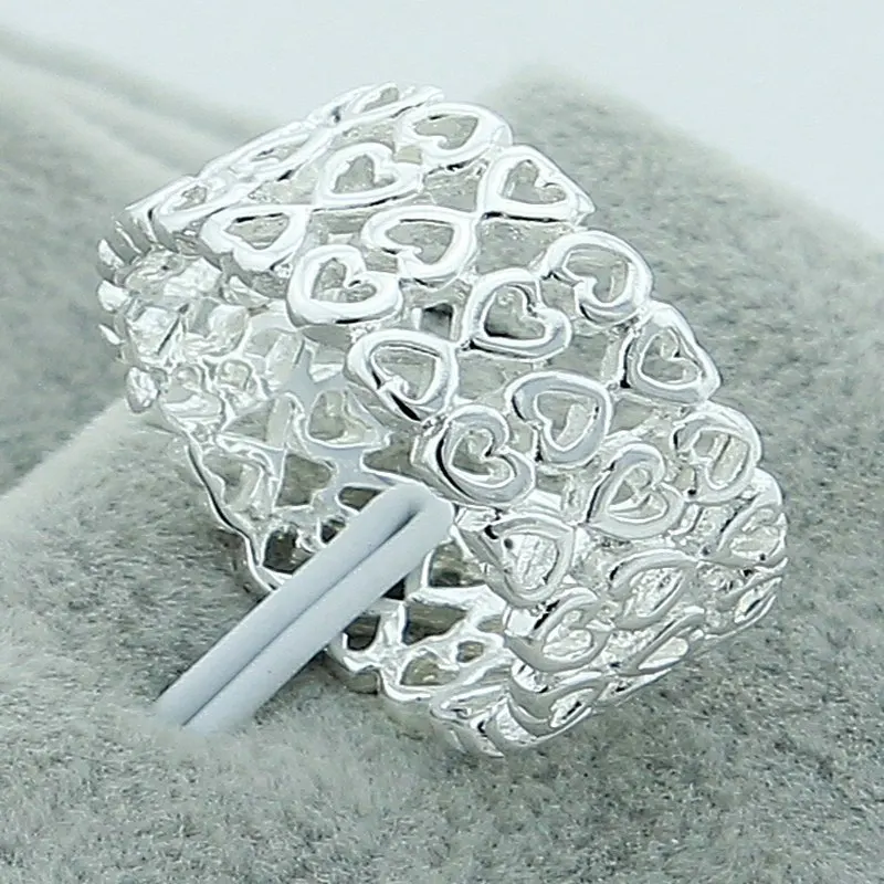 

New Simple Design 925 Silver Ring Fashion Full Of Love Finger Rings Women Female Birthday Jewelry Anel
