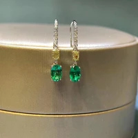 natural emerald gemstone round drop earrings real 925 silver earrings fine charm wedding jewelry for women