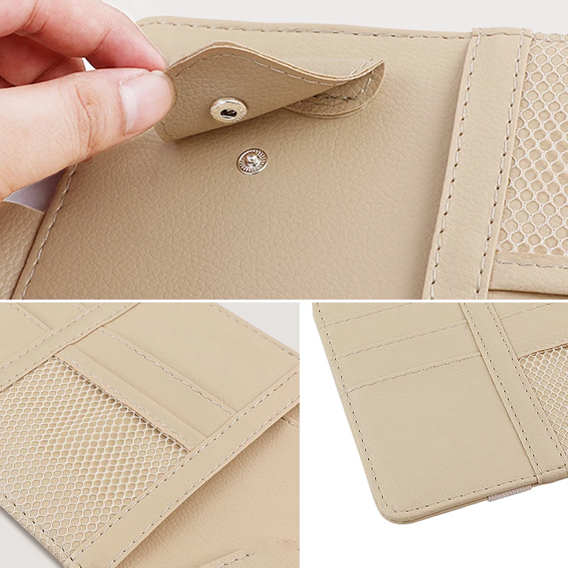 Car Sun Visor Storage Pocket Leather Sunshade Organizer Clip Card Glasses Pen Cash Holder Stowing Tidying Accessories | Автомобили и