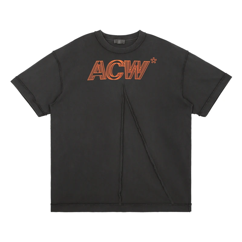 

Футболка мужская и женская с коротким рукавом, специальная прострочка на стене, с надписью, уличная одежда в стиле панк