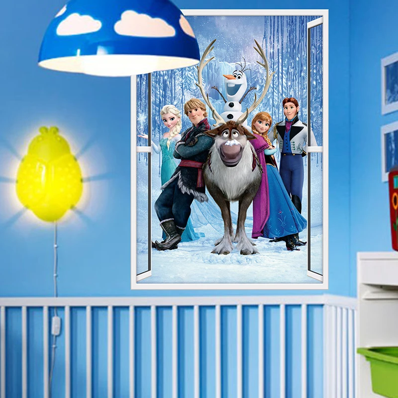 

Disney Olaf Sven Kristoff Hans Prince Anna Elsa Princess Wall Stickers Home Decor Frozen Mural Art Kids Room Accessories Decals