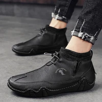 autumn high top mens shoes fashion leather men casual shoes luxury breathable lightweight outdoor sneakers loafers moccasins