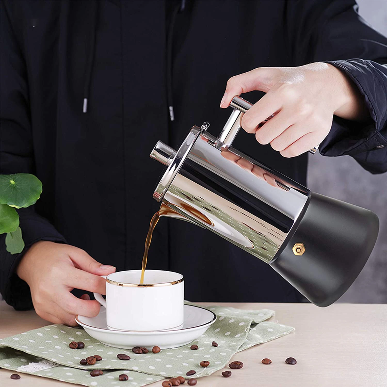 Stove Top Induction Cooker Espresso Moka Pot Italian Coffee 