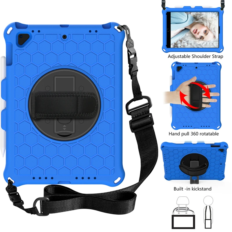 

Kids Stand Cover For Apple iPad Air 1 5th Generation A1474 A1475 A1476 Handle Shoulder Strap EVA Shockproof Tablet Case Coque