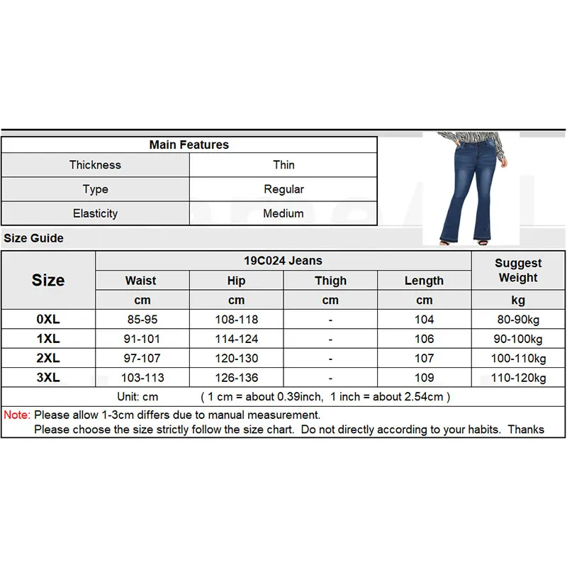 

Plus Size Vintage Blue Stretch Flare Jeans For Women 4XL 5XL High Waist Fringe Tassel Hem Bell-Bottoms Long Denim Pants Mom Jean