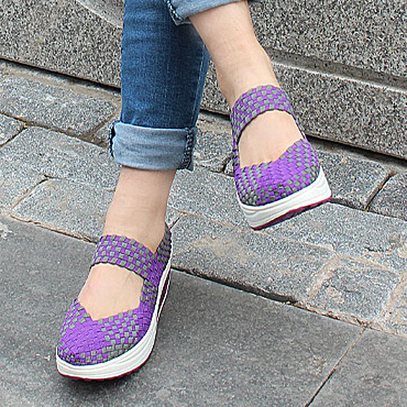 

Breathable Ladies Boat Shoes Women Mesh Walking Shoes Summer Woman Casual Shoes Female Woven Platform Shoes XKD6014