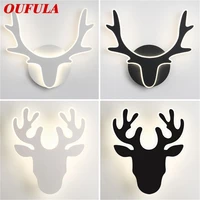 oufula nordic creative wall sconces lamp modern deer head light fixtures for home indoor bed room decoration