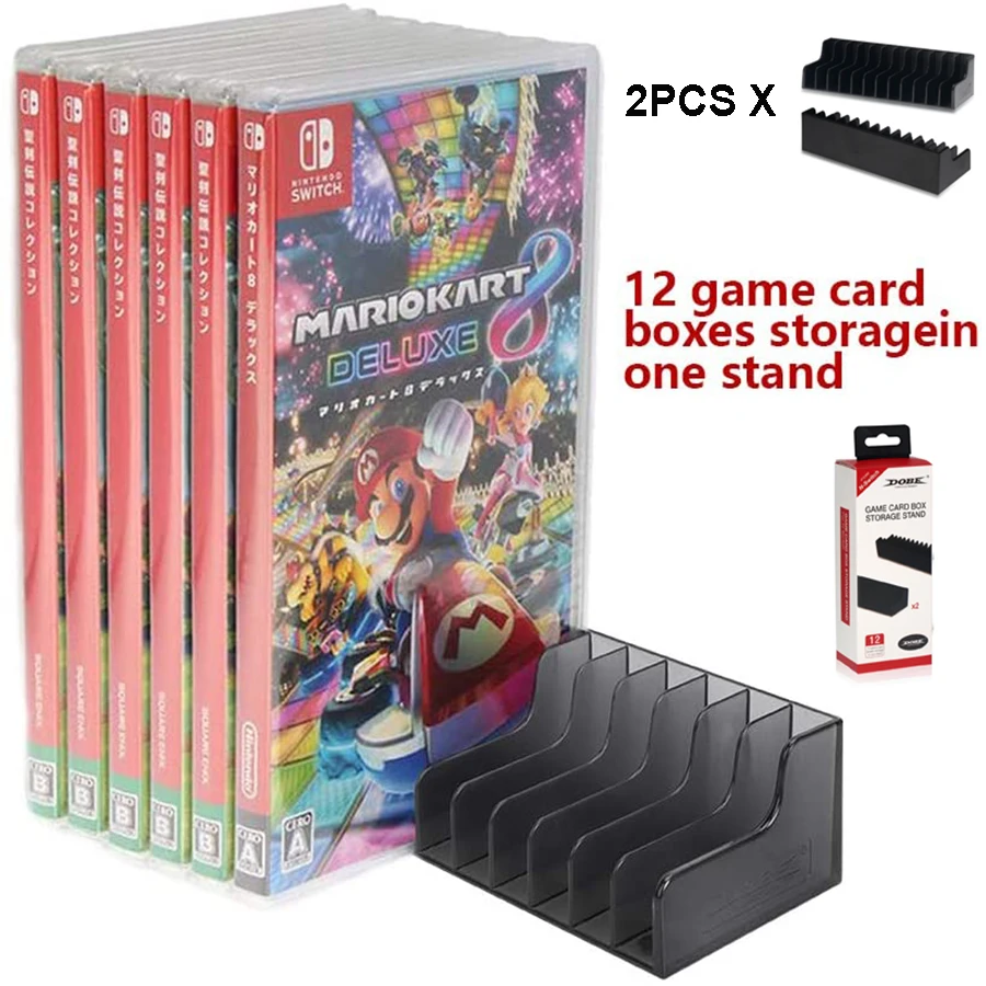 switch accessories 1 set 2pcs cd disks game cases 24 cartridge box storage stand holder with non slip pads for nintendo switch free global shipping