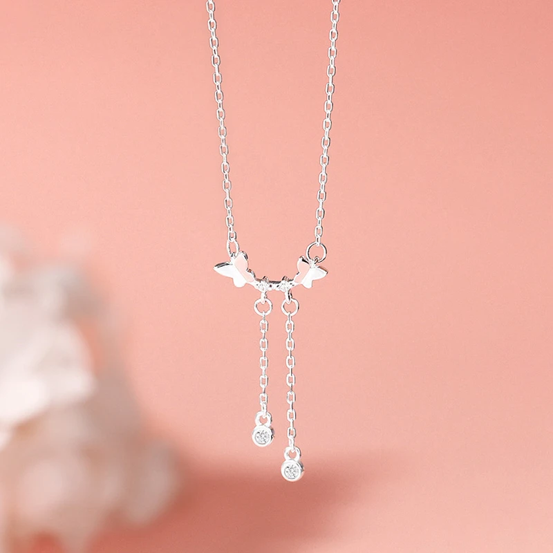 925 стерлингового серебра декорированные двойными бабочками с длинной бахромой