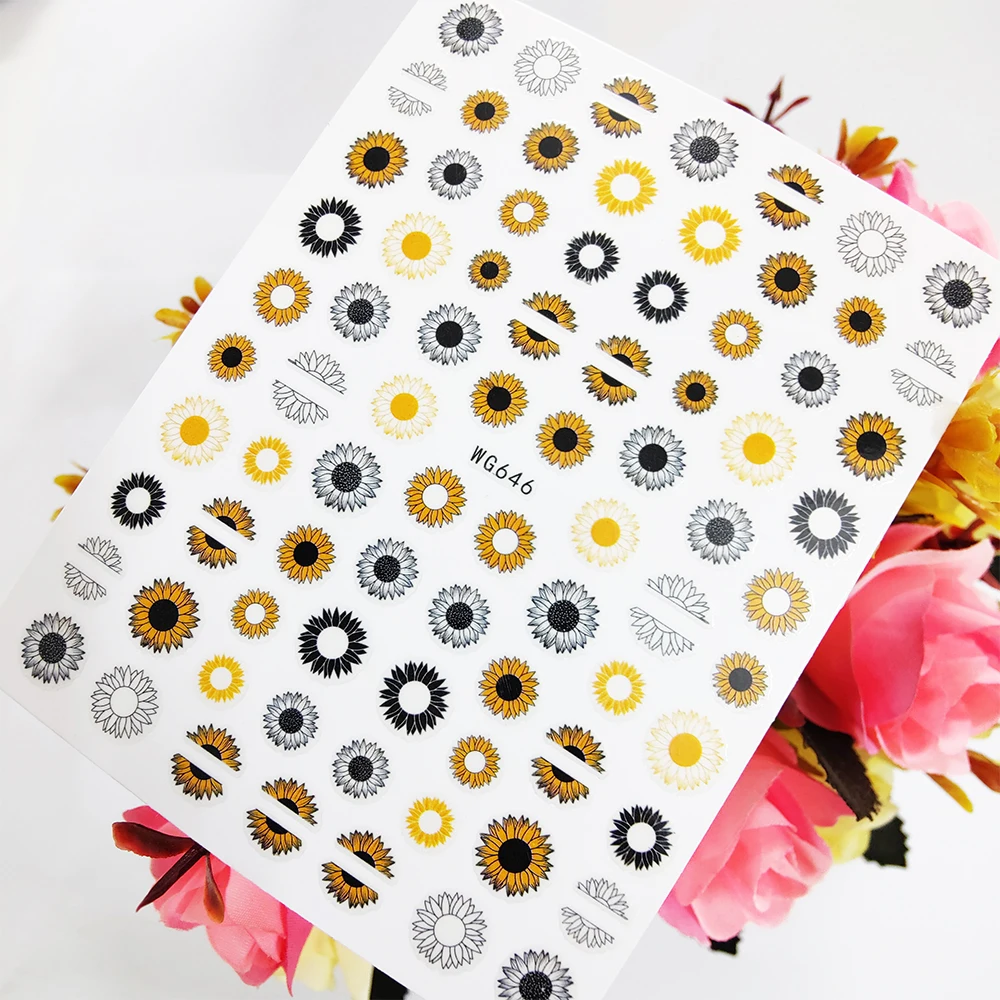 

Самоклеящиеся 3D-Наклейки для ногтей в виде подсолнуха