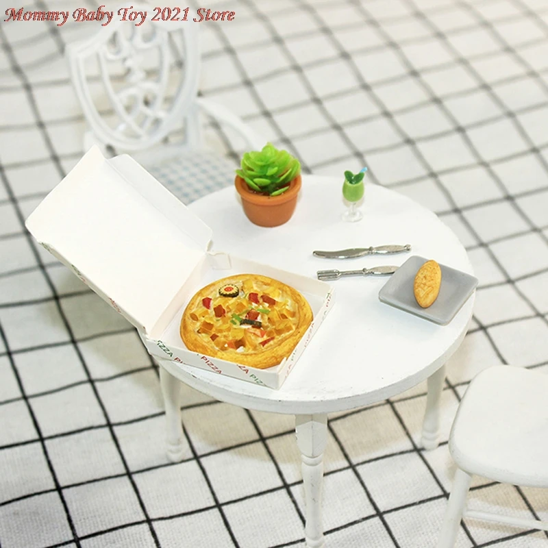 

1/12 Dollhouse Miniature Accessories Mini Resin Pizza with Box Simulation Food Model Toys for Doll House Decoration
