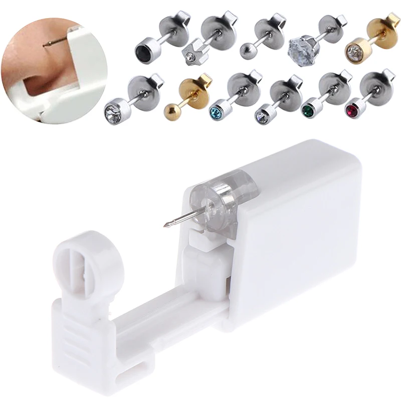 1 Units New Disposable Safe Sterile Piercing Unit For Nose Studs Gun Tool Machine Kit Stud Earring Body Jewelry | Красота и здоровье