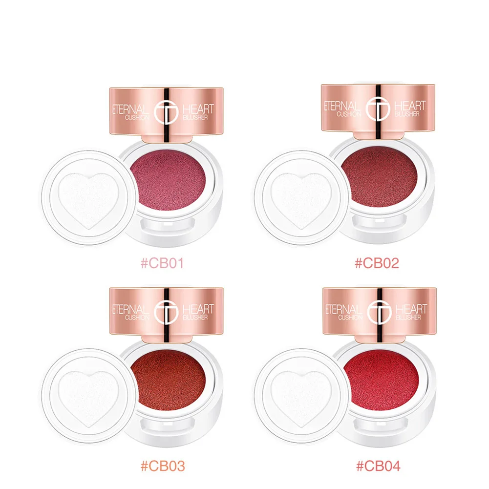 OTWOO 4 цвета в форме сердца Подушка с блестками Румяна стойкий контур лица макияж |