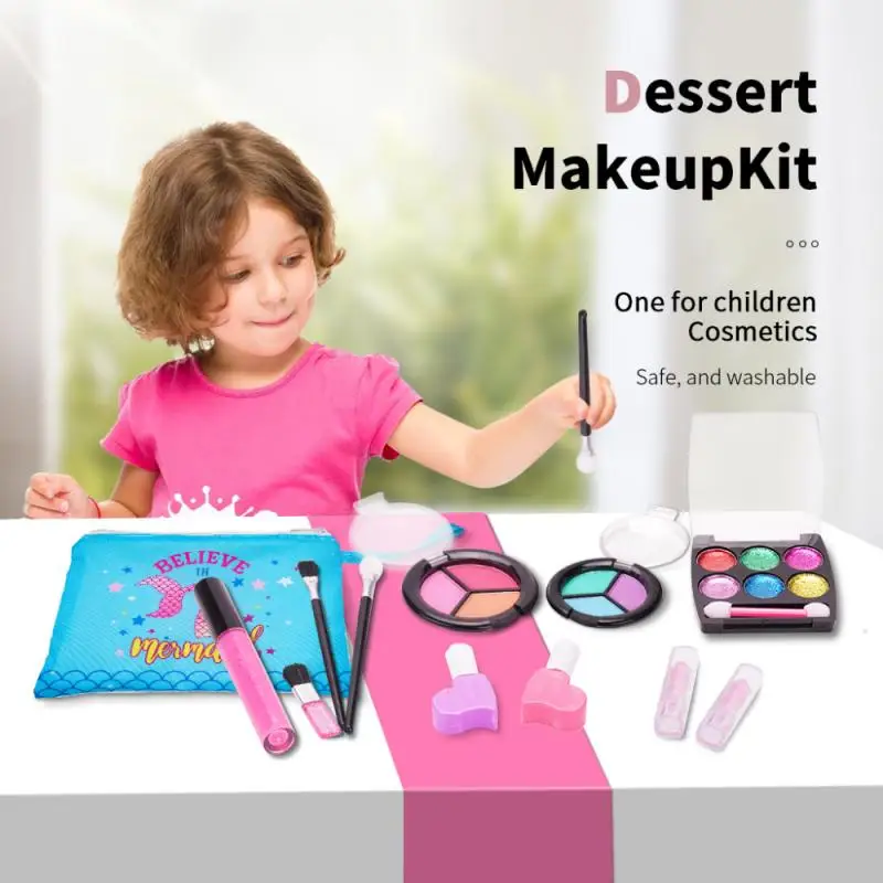 Hot Sale Children Fashion Beauty Makeup Bag Set Kid Educational Girl Shiny Eyeshadow Colorful Nail Polish Makeup Tool Day Gift