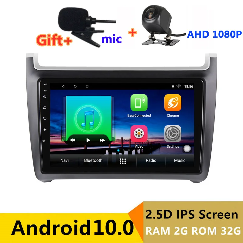 2 din android 10 автомобильное радио авто стерео для Volkswagen VW polo 6r седан 2008 2009 2010 2015