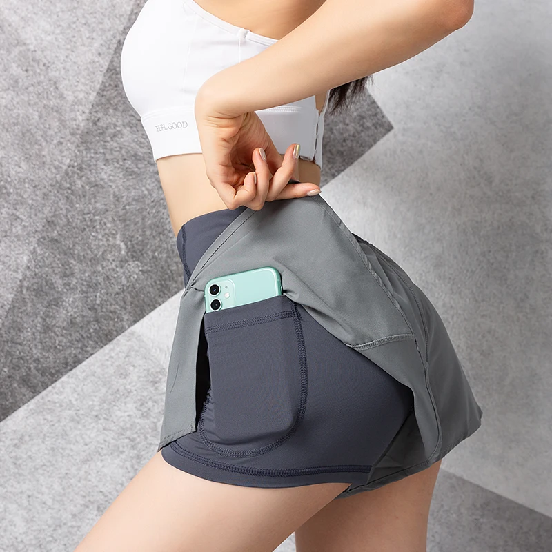 EC.MS шорты для бега женские 2 в 1 спортивные с карманом дышащие быстросохнущие