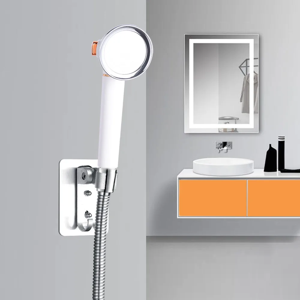 strong adhesive 90° aluminum wall gel mounted shower head holder adjustable bathroom accessories stand bracket free global shipping