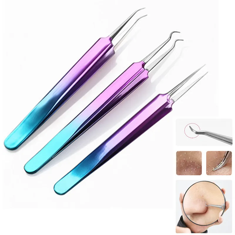3 шт. Изогнутый пинцет для удаления угрей прыщей на лице прибор очистки кожи