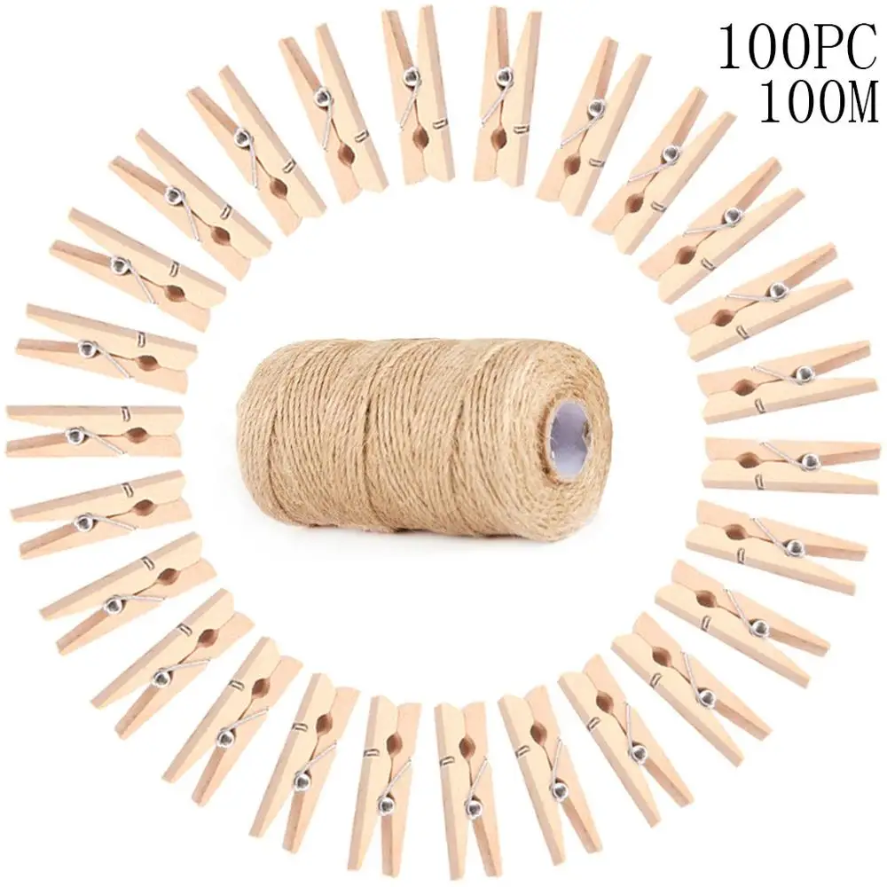 100 шт. деревянные мини-прищепки для фотографий 3 5 см м | Дом и сад