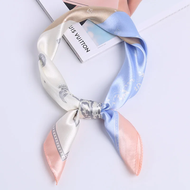 

60*60cm Square Scarf Hair Tie Band Women Elegant Small Vintage Skinny scarf Retro Head Neck Silk Scarf, square scarves FJ023