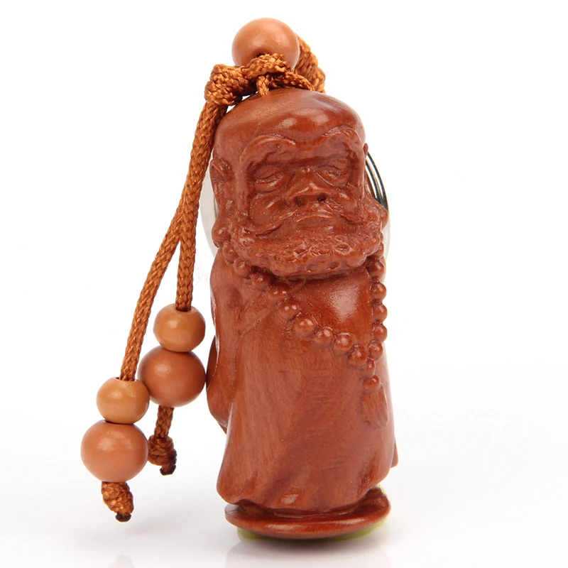 

Peach Tree Wood Product Mini Bodhidharma Keychain Buddhist Geomantic Supplies Car Key Ring Pendant Keychain Handmake Accessories