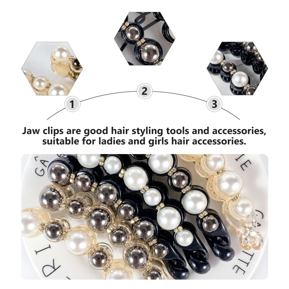 

6pcs Pearl Ponytail Clip Pearl Hair Claws Pearl Jaw Clips for Hair