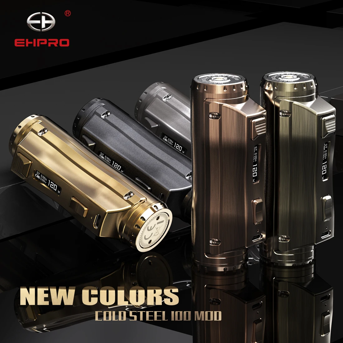 

Original Ehpro Cold Steel 100 120w TC vape MOD with 0.0018S Ultrafast Firing Speed 120W Max Output 18650/20700/21700 battery mod