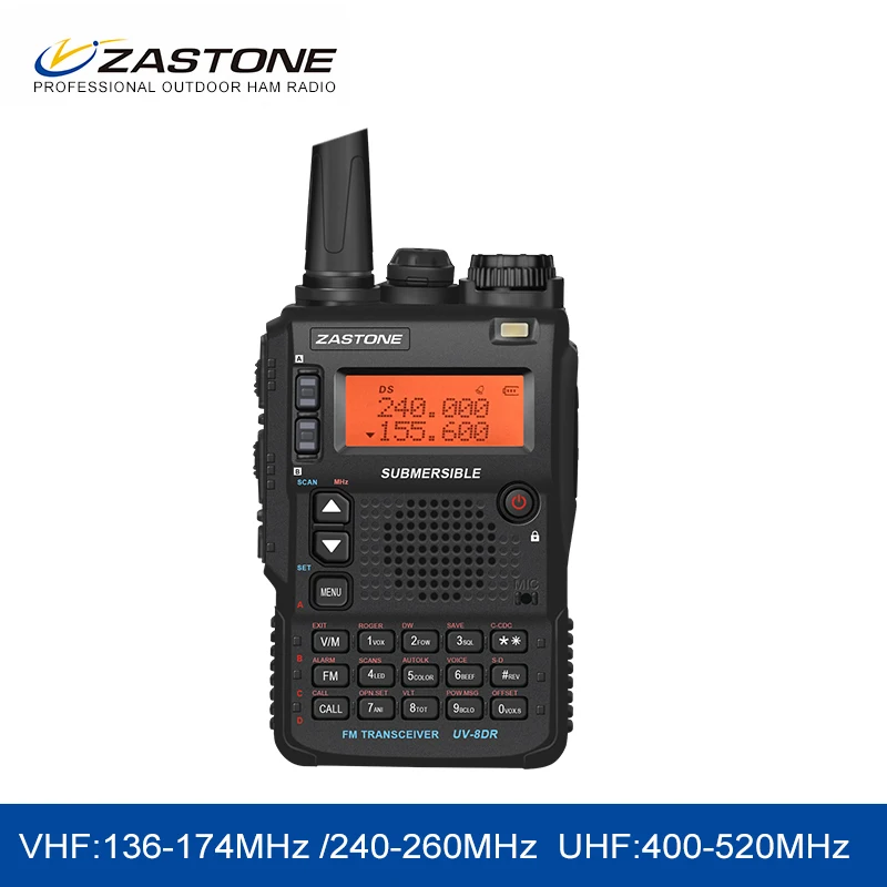 Портативная рация Zastone UV-8DR, трехдиапазонная УКВ, 136-174 МГц, 240-460 МГц, UHF, 400-520 МГц, Любительская двухсторонняя радиосвязь CB
