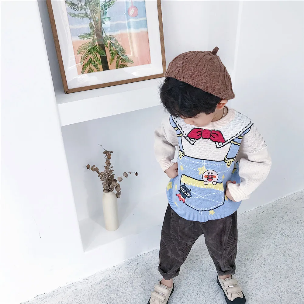 Tonytaobaby/осенне-зимняя одежда; новые детские хлопковые вязаные свитера с рисунком; Детский свитер