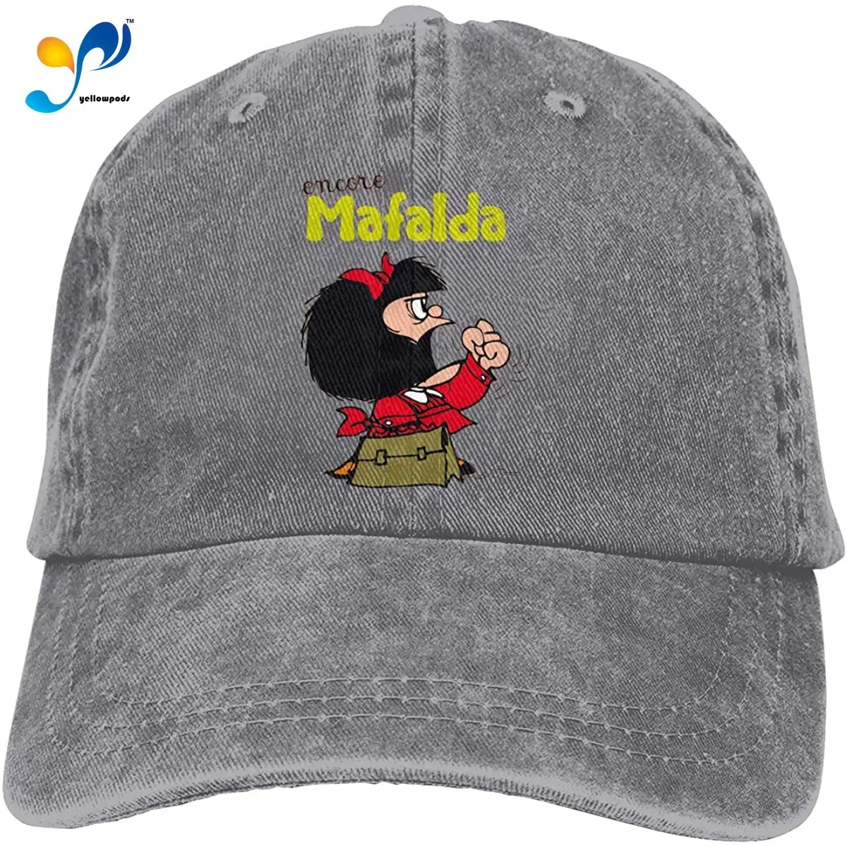 Шапка бейсболка пластиковая Mafalda в стиле ретро серая хлопковая Регулируемая
