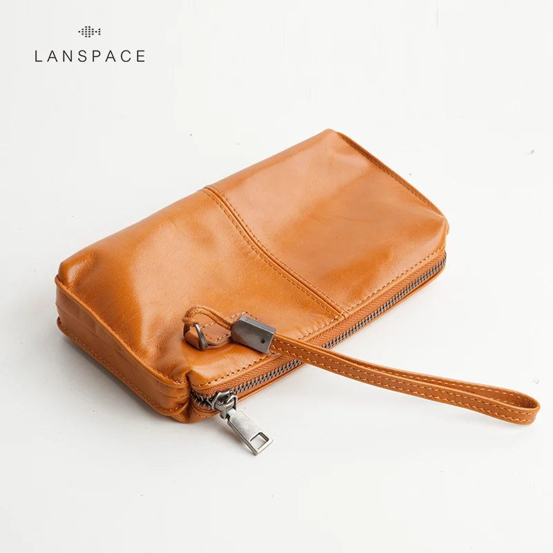 Мужской кожаный кошелек LANSPACE модные кошельки с отделениями для монет от