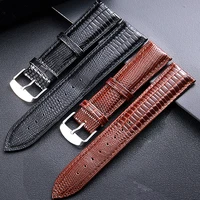 black brown lizard pattern watchband men women leather straps 20mm 24mm 26mm multi size holes practical replacement strap