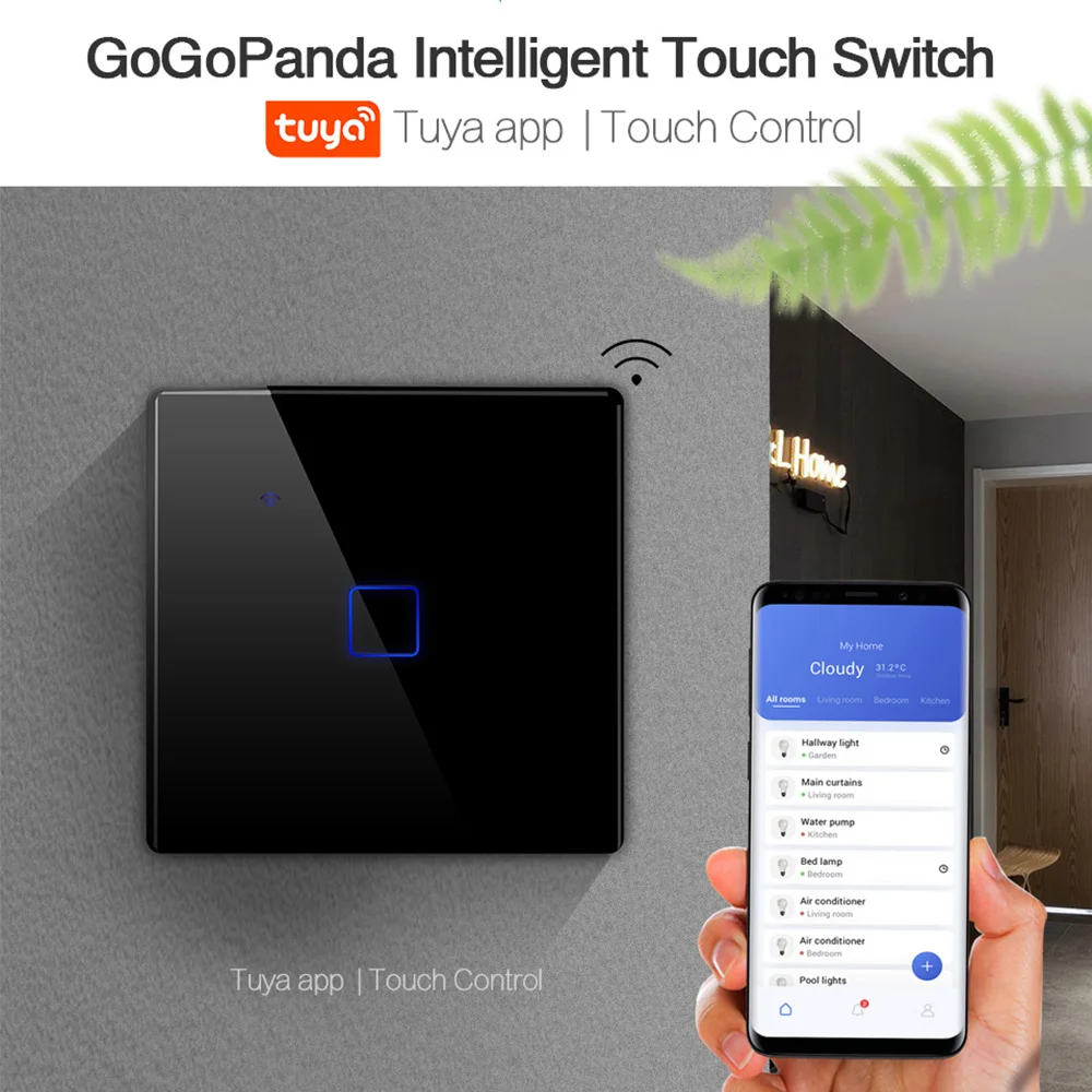 Выключатель настенный с голосовым управлением 1 канал Wi Fi|Выключатели| |