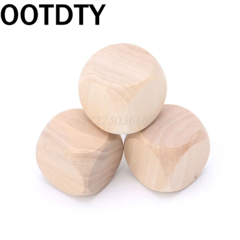 40 мм пустое дерево игральные кости Детские игрушки печать гравировка живопись DIY