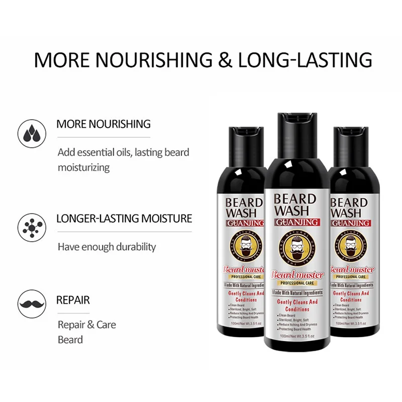 

100ml Men's Beard Shampoo Deep Cleansing Nourishing Beard Cleanser Moisturiser Grooming Care Beard Wash Shampoo Beard Care