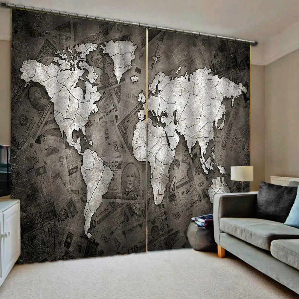 Map picture curtain Digital print for Living room bedroom blackout Curtains Decor Drapes | Дом и сад