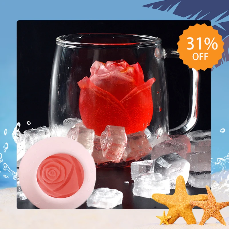 

Ice Cube Rose Shape Mold 3D Reusable Cake Decorating Mold Chocolate Mold Ice Cream Ball Maker Whiskey Cocktail Drink Bar Tools