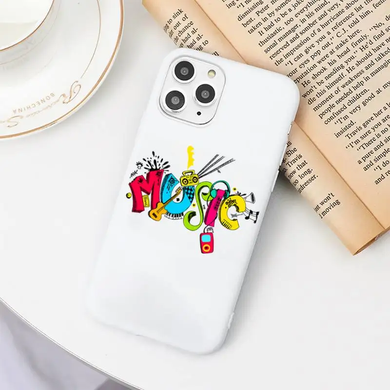 

Classical Music Musical Notes Violin Phone Case Candy Color for iPhone 6 6S 7 8 11 12 XS X SE 2020 XR mini pro Plus MAX funda