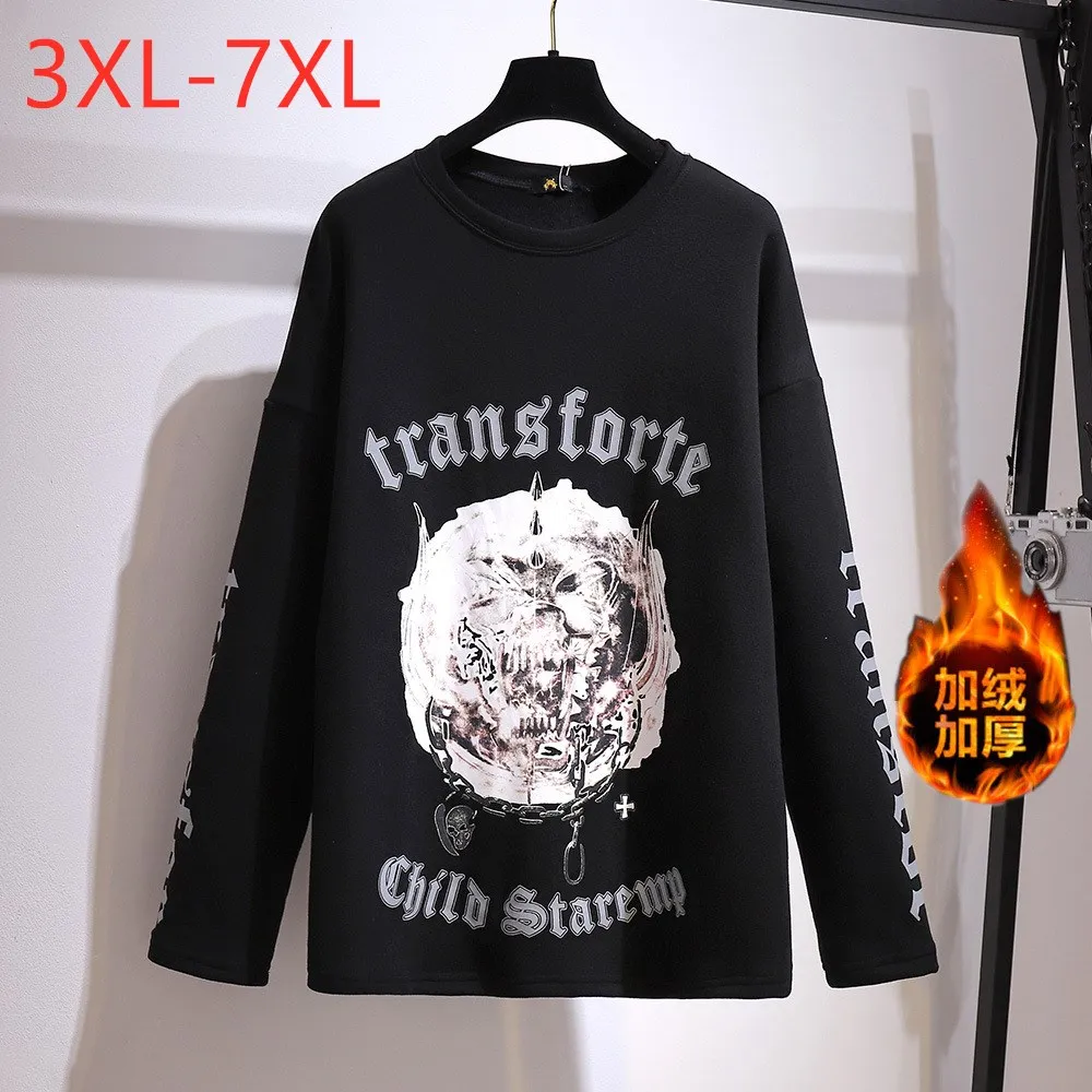 

Осенне-зимняя женская одежда 150 кг, Женский пуловер оверсайз с длинным рукавом и принтом, плотная флисовая рубашка 3XL, 4XL, 5XL, 6XL, 7XL