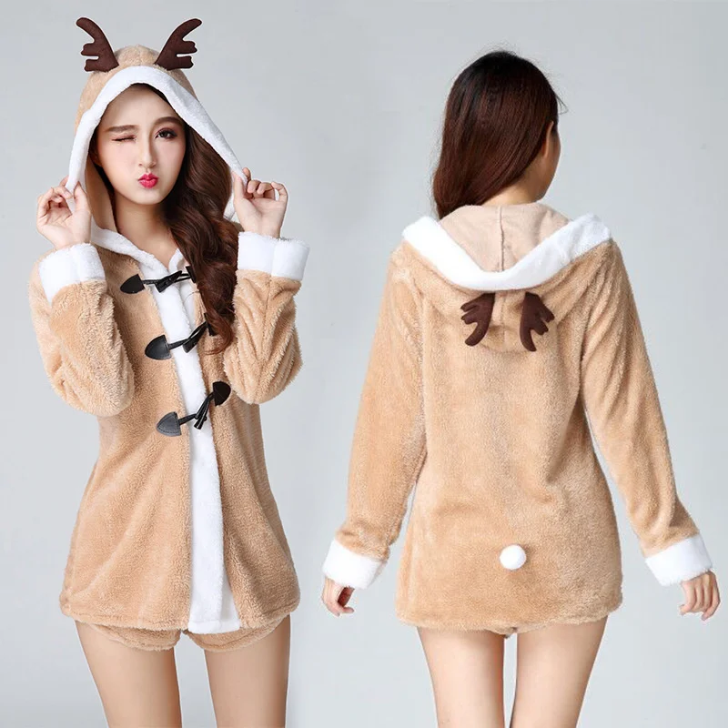 

Woman Festival Christmas Elk Deer New Year Xmas Dress Girls Christmas Cosplay Costume Princess Party Role Play Make Up Outfit