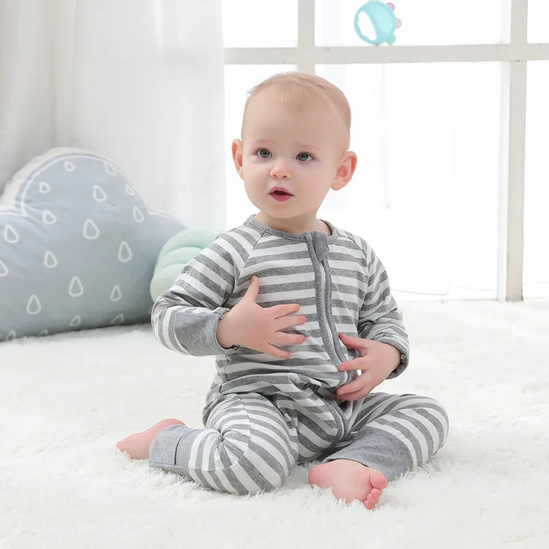 

Spring and Autumn Infant Cartoon Long Sleeve Romper Baby Boys and Girls Pure Cotton Comfortable Casual Lengthen Zipper Clothes