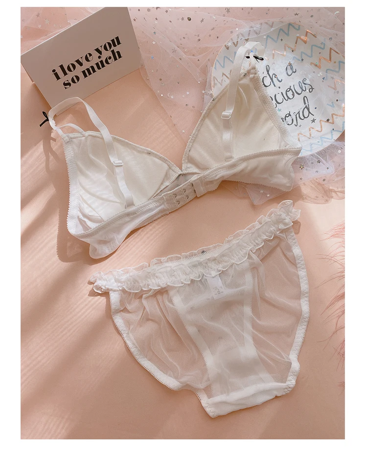 

Honviey My Melody Cute Japanese Bra & Panties Set Wirefree Soft Underwear Sleep Intimate Set Kawaii Lolita Bra and Panty Set