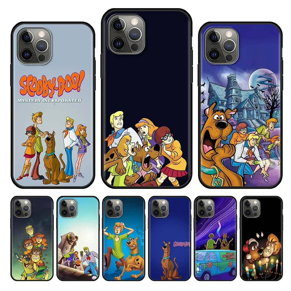 

Funny Scooby Doo Cell Phone Case For iPhone 11 13 12 Pro XS Max 7 XR X 6 8 6S Plus 5 5S SE 13Mini TPU Black Soft Cover Housing