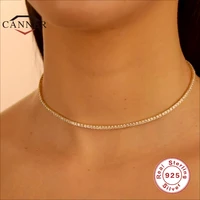 canner 925 sterling silver hip hop 2 0mmcz tennis necklace for women gold color chain choker necklaces fine jewelry collares