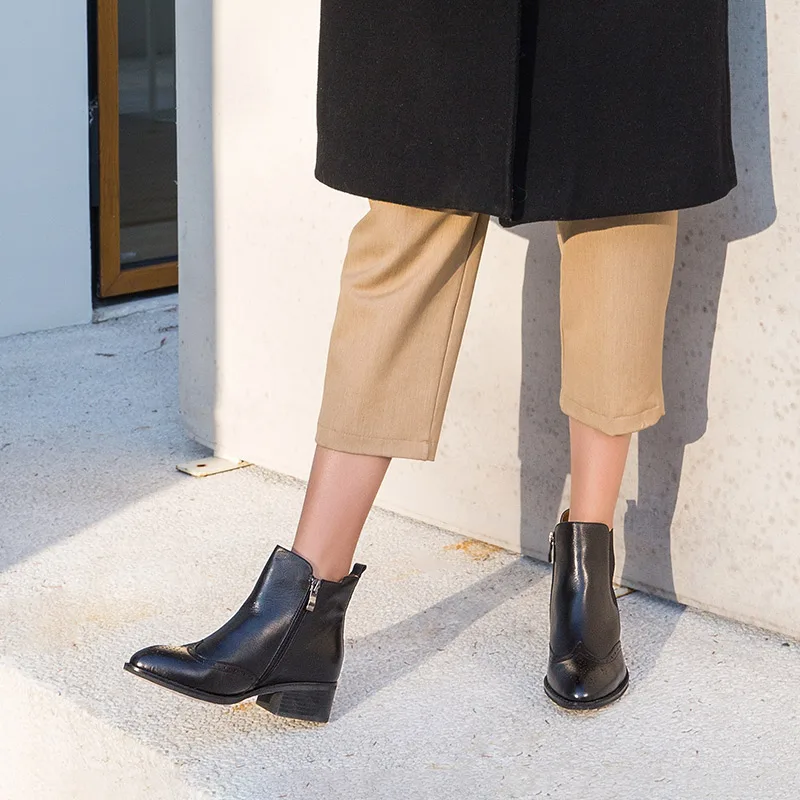 Ботинки женские демисезонные из телячьей кожи до щиколотки 03241|brogue boots|boots brandbrand