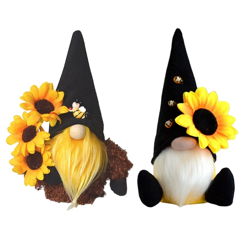 

Spring Easter Sunflower Bee Gnome Tomte Nisse Swedish Elf Home Farmhouse Kitchen Decor Shelf Tiered Tray Decorations