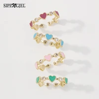 sipengjel%c2%a0fashion colorful enamel love heart round open ring sweet romantic punk vintage rings for women jewelry gift